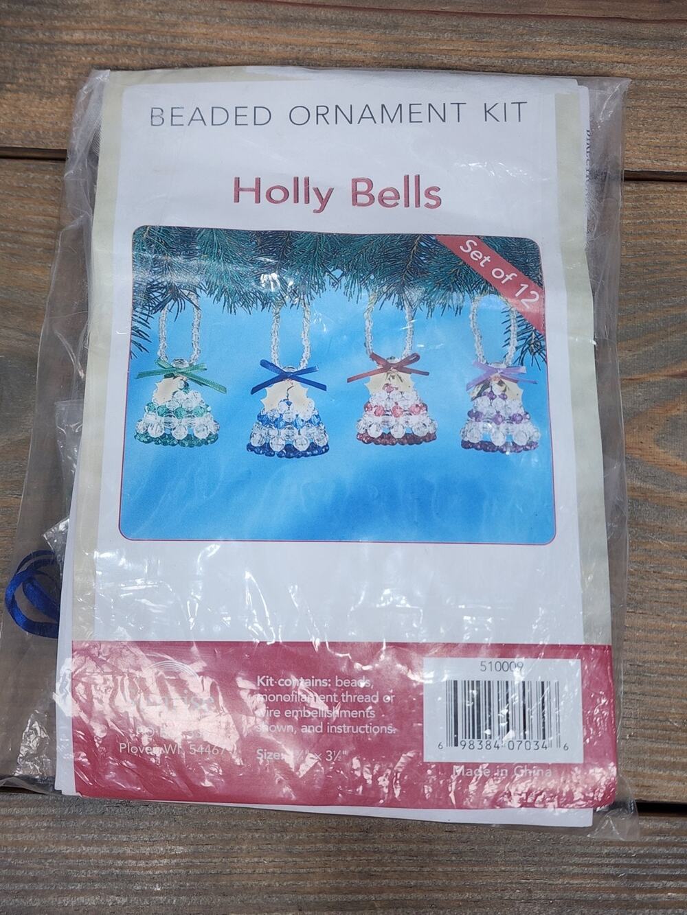 Beaded ornament kit Christmas Holly Bells